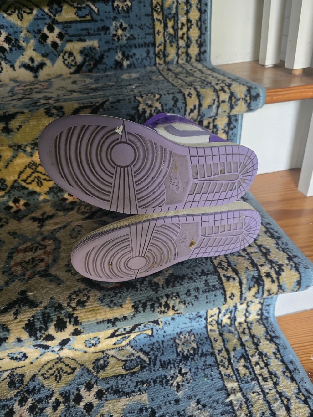 Jordan 1 Mid — White & Purple Women’s Sneakers - Picture 2 of 4